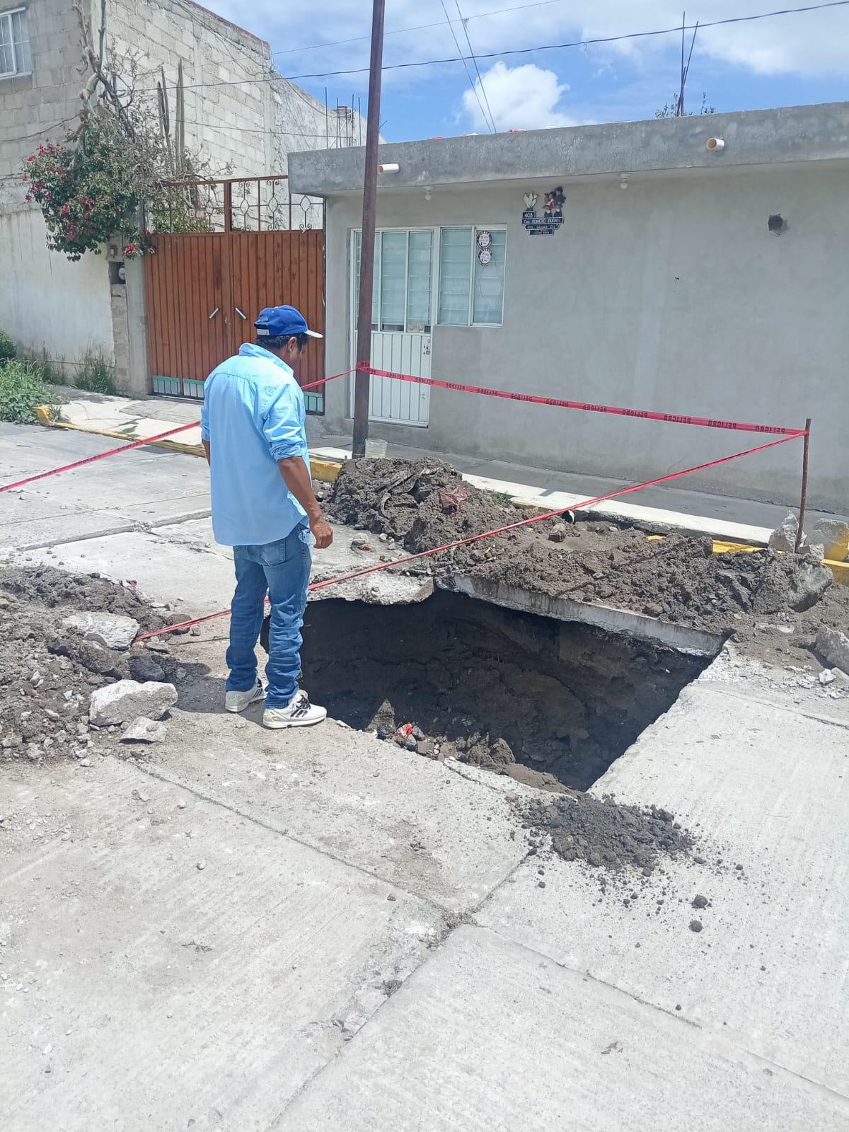 La Comisión de Agua Potable y Alcantarillado del Municipio de Huamantla (Capamh) realiza maniobras de reparación en la comunidad de San Sebastián